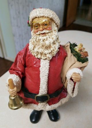 Vintage 1988 Clothtique Possible Dreams Santa Claus With Toy Bag And Bell Label
