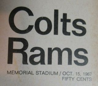 1967 Baltimore Colts Los Angeles Rams Football Game Program 2