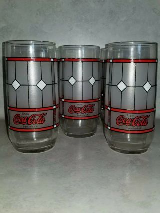 Vintage Stained Glass Look Coca Cola Coke Glasses