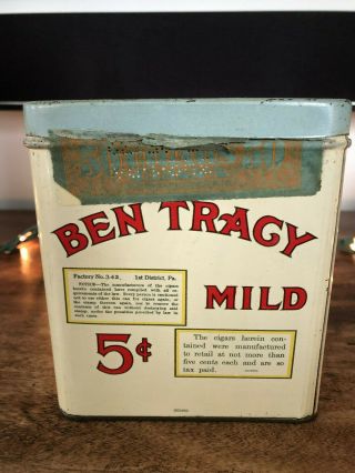 Vintage Rare Cigar Tobacco Advertising Tin Canister – Ben Tracy 3