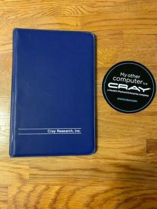 Vintage Cray Research,  Inc - Small Blue 6 Ring Looseleaf Binder,  Sticker