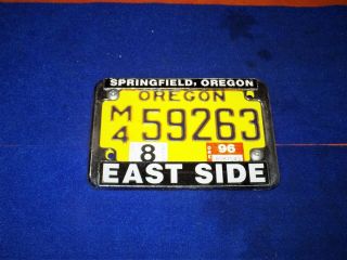 Vintage,  Oregon Motorcycle Plate,  With Heavy Metal Frame For Motorcycle