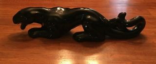 Vintage Mid Century Modern Black Panther Ceramic Figurine Statue Jewel Eyes 13”