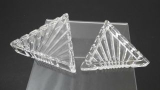 Vintage Triangle Lead Crystal Clear Glass Covered Trinket Box Poland 6 " P17