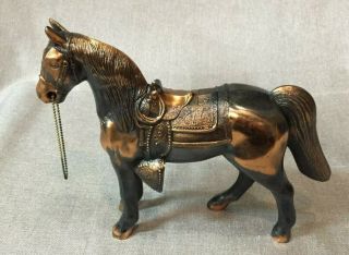 Big Vintage Cast Metal Carnival Prize Horse / Copper Bronze Tone Usa Made