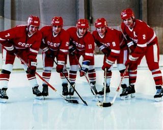The Big Russian Five Team Ussr Russia With Krutov,  Larionov,  Makarov 8x10 Photo