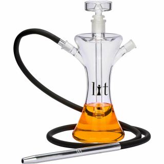 Lit Handmade All Glass Hookah.  Hand Blown,  Sculpted,  And Made In The Usa