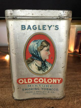 Vintage Rare Tobacco Advertising Pocket Tin Canister – Bagley 
