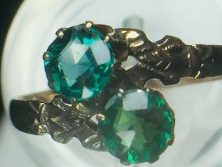 Antique 10k Yellow Gold 1.  0ct Round Cut Emeralds Ring.  Sz 6.  5.  1.  3gm.
