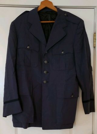 Vintage Usaf Us Air Force Officer Military Mens Dress Blue Wool Jacket 40r Long
