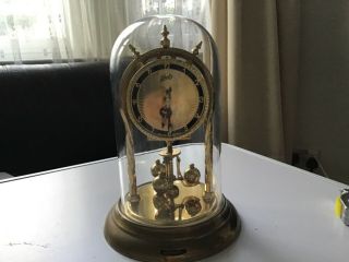 Antique Schatz Anniversary Clock With Glass Dome 23cms High With Dome.