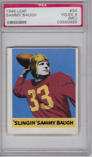 1948 Leaf Sammy Baugh Qb Washington Redskins Psa 4 Vg - Ex 34
