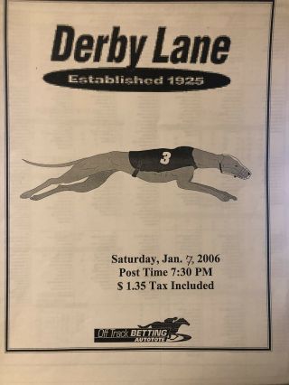 Derby Lane Greyhound Program January 7 2006