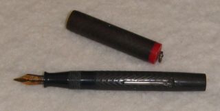 Vintage BELMONT Fountain Pen,  Black Chased Hard Rubber 2