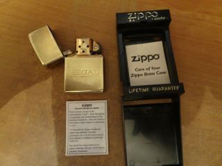 1998 Zippo Embassy Regal Cigarettes Brass Lighter In Case