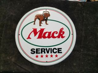 11 - 1/2 " Metal Mack Service Truck Bulldog Sign