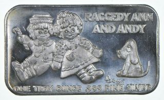 Vintage Art Bar - Raggedy Ann & Andy 1 Oz.  999 Silver - One Troy Ounce 526