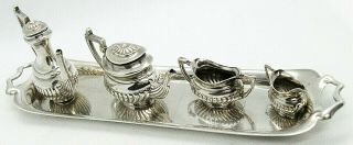 Reserved 5 Piece Vintage English Miniature Sterling Silver Tea Set 68.  5 Grams