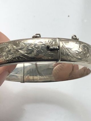 Vintage Solid 925 Sterling Silver Engraved Bangle Bracelet/ Birmingham