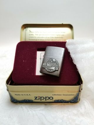 Vintage Retired Zippo Lighter 60th Anniversary 1992 In Tin