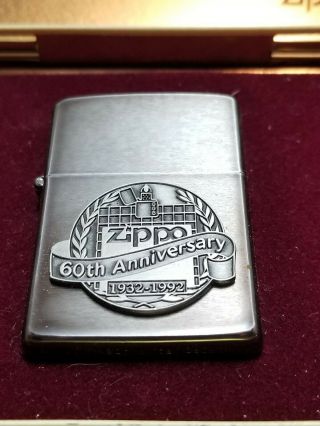 Vintage Retired Zippo Lighter 60th Anniversary 1992 in Tin 3