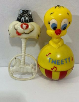Vintage Looney Tunes Tweety Bird And Sylvester Baby Toys Rattles Antiques