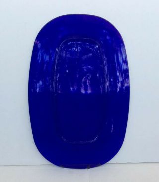 Large & Heavy Vintage 17 Cobalt Blue Glass Plate/ Dish 14 1/8” L x 9 1/4” W 3