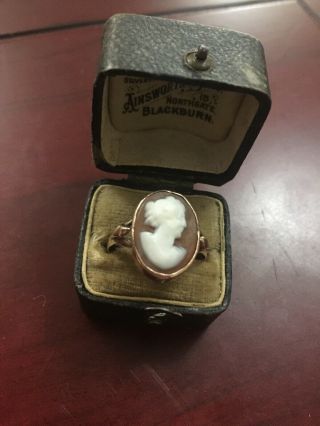 Rare Antique Georgian Or Victorian 15ct Rose Gold Cameo Ring Size Q 1/2 8 1/2