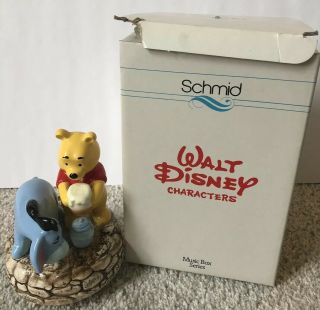 Vintage Disney Schmid Winnie The Pooh And Eeyore Music Box Hand Painted 253 - 380