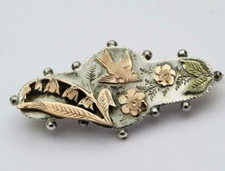 V Rare Antique Silver Brooch Aesthetic Movement Pp&co Birmingham 1878 Japonesque