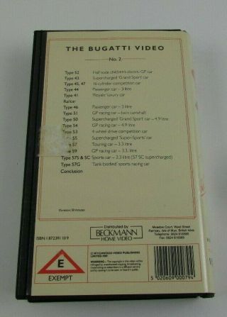The BUGATTI Video Type 52 - 57G No.  2 VHS (Y - 2) 2