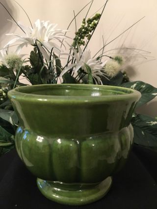 Mid Century Vintage Haeger Pottery Avocado Green Planter Vase