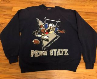 Vintage Ncaa Taz Looney Tunes Penn State Football Crewneck Sweatshirt Xl,  1996