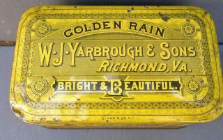 Pre - 1901 Golden Rain Smoking Tobacco Tin - Richmond,  Va.