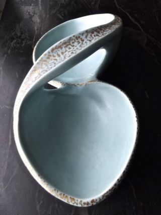 Vintage Modern Art Pottery Robin Egg Blue Gold Snacks Dip Serving Bowls Signed