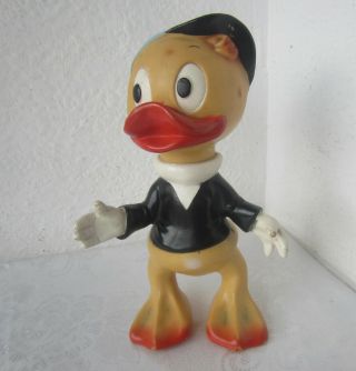 Huey,  Vintage Old Walt Disney Rubber Toy Figurine Donald Duck 1962
