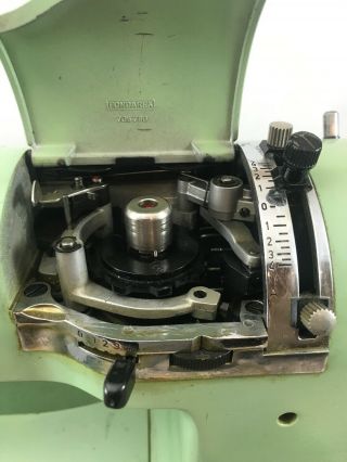 Vintage ELNA Green Supermatic Sewing Machine w/ Accessories 2