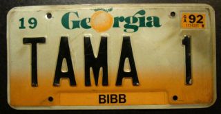 1992 Georgia Vanity License Plate “tama 1” Bibb County