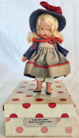 Lovely Vintage Bisque Nancy Ann Storybook Doll 109 " Little Betty Blue " W/ Box