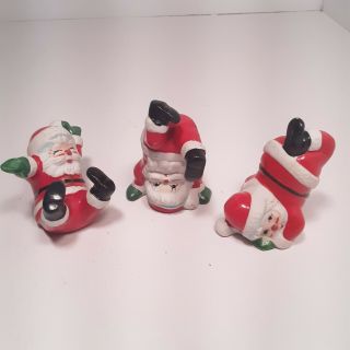 Set Of 3 Vintage J.  S.  N.  Y.  Santa Tumbling Christmas Figurines Christmas