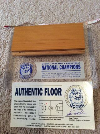 Uconn 1999 Men’s Basketball Champions Authentic Floor Piece Connecticut Huskies
