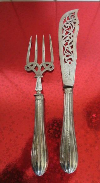 Antique Sterling Silver Fish Serving Set Henry Wilkinson & Co 1870s