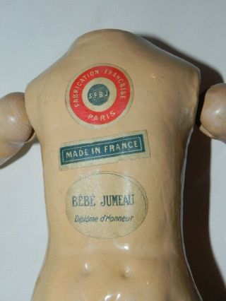 Antique Sfbj 20 " French Bebe Jumeau Doll Body For French Bisque Doll C/ Labels