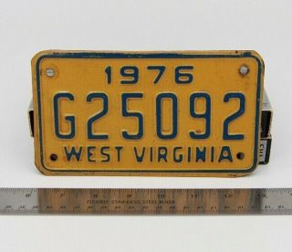 Vintage West Virginia 1976 Motorcycle License Plate