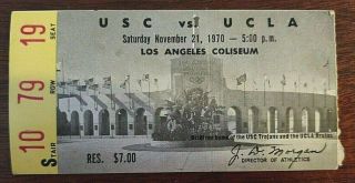 1970 College Football Ticket Stub Los Angeles Coliseum Ucla Vs Usc