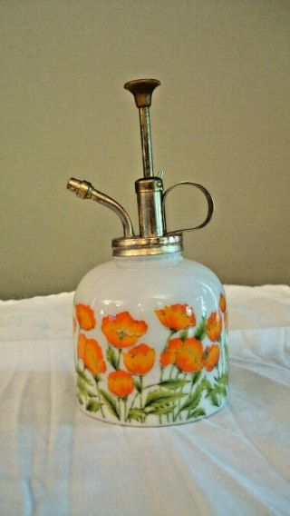 Japan Vintage Orange Poppy Hand Painted Plant Spritzer Mister