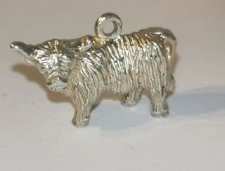Vintage Solid Sterling Silver Scottish Highland Cow Charm - Metal Detecting Find