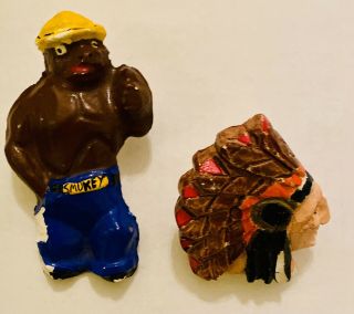 Two (2) Vintage Boy Scouts Plaster Neckerchief Slides - Smokey The Bear