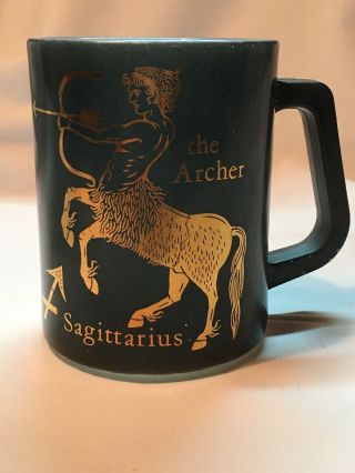 Vintage Federal Glass Zodiac Astrology Sagittarius Cup Mug Milk Glass