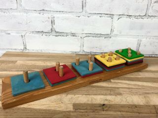 Vintage Creative Playthings Kids Wood Number Sorter Stacker Montessori Math Toy